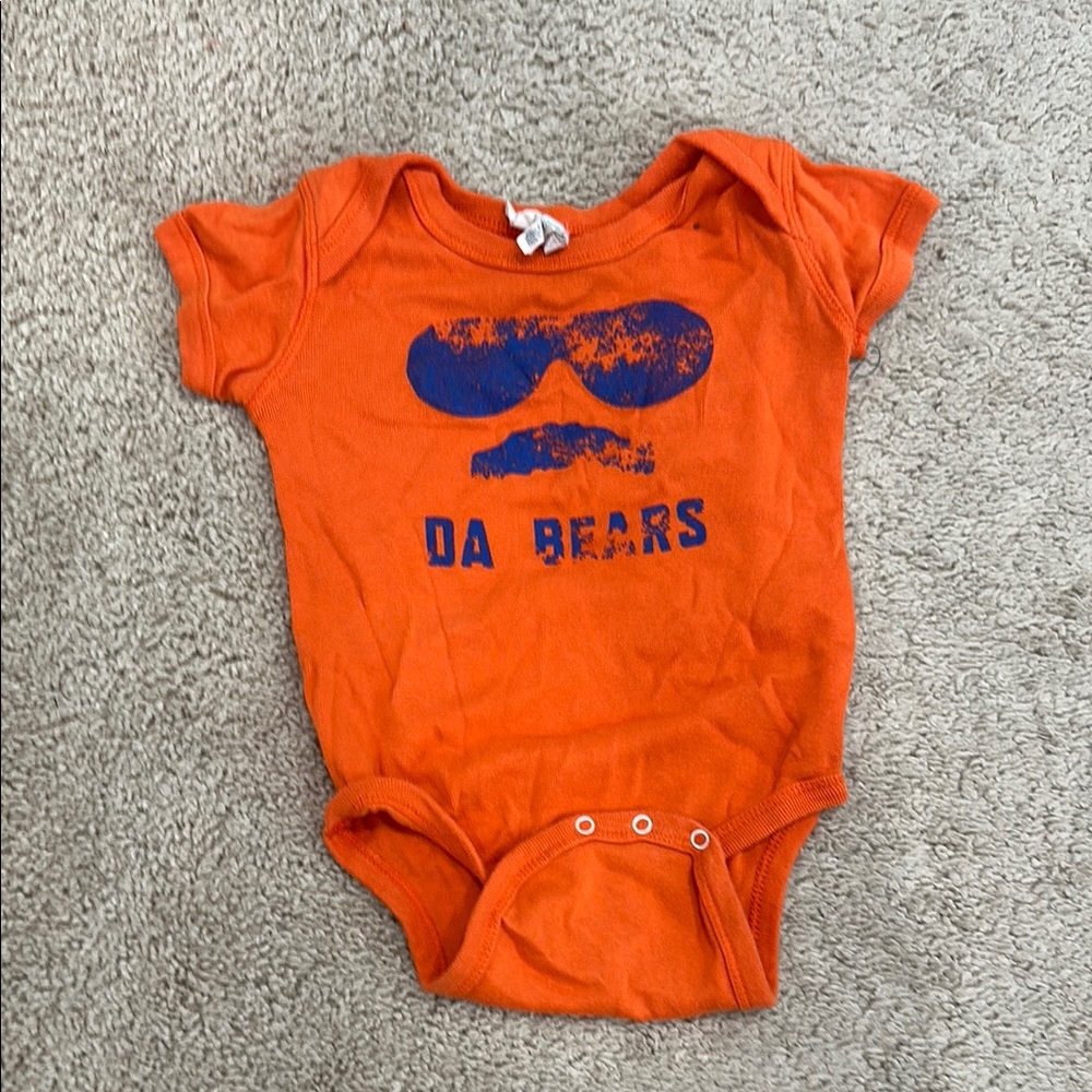 Orange Baby Onesie with Blue Print